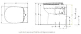 Technical drawing of a back-to-wall toilet pan with dimensions
