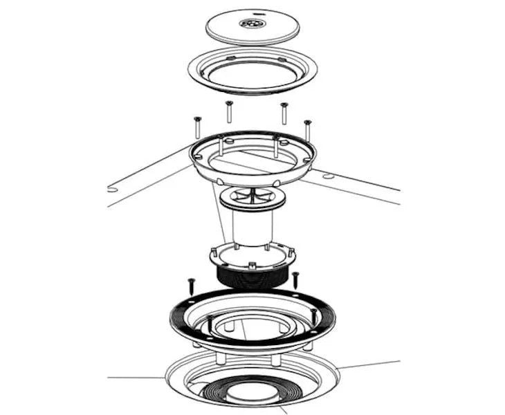 Diagram of waste assembly with labeled parts on a white background