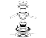Diagram of waste assembly with labeled parts on a white background
