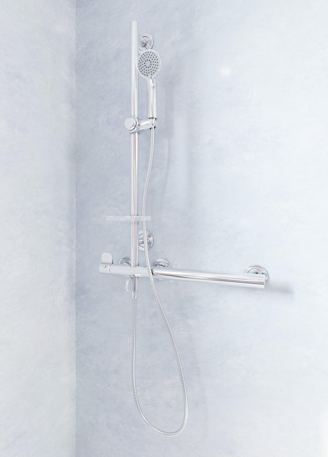 AKW Onyx Combo L Shape Grab Rail and Mixer Shower LH - Adaptation Supplies