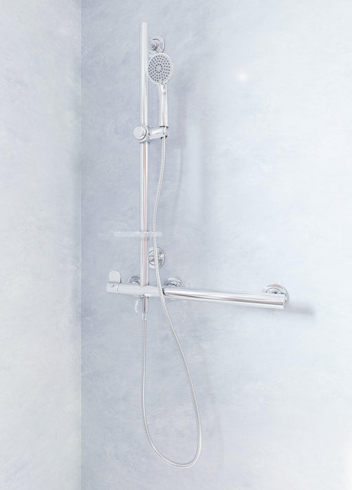 AKW Onyx Combo L Shape Grab Rail and Mixer Shower LH