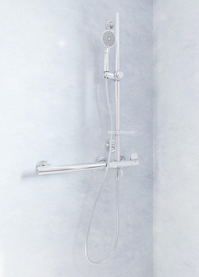 AKW Onyx Combo L Shape Grab Rail and Mixer Shower RH - Adaptation Supplies