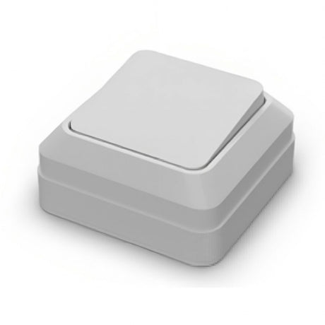 A light white square push-button switch with a recessed top surface, shown on a clean white background.