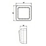 Technical dimension drawing of a square wall switch with rounded corners, showing top and side views with measurements 69, 68, and 30.