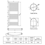 Technical drawing and dimensions of a heating element with product code 25STR512C.