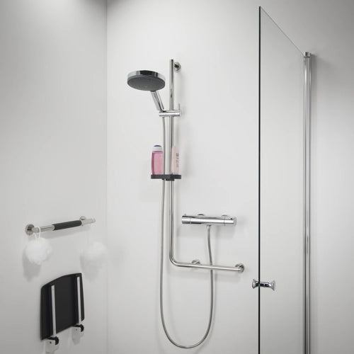 shower seat in modern bathroom