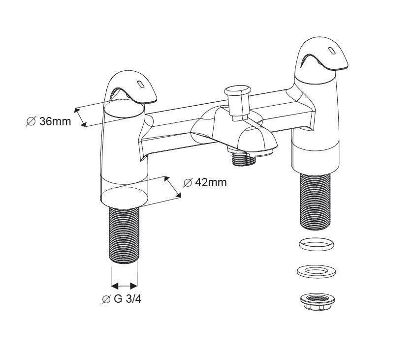 Akw Shower Riser AKW Denova Bath Shower Mixer (excluding shower Kit) | Adaptation Supplies