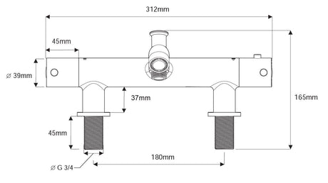 AKW Thermostatic Peg Lever Bath Shower Mixer Tap (excluding kit) - Adaptation Supplies