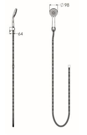 AKW Basic Shower Kit (no rail) with 1.5m hose - Adaptation Supplies