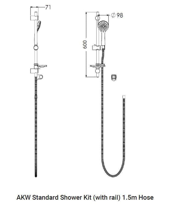 Akw Shower Riser Buy AKW Standard Shower Kit With Rail and 1.5m hose Online | Adaptation ...