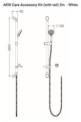 AKW Care Shower Accessory Kit With Rail White 2m Hose - Adaptation Supplies