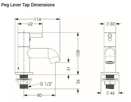 AKW Peg Lever Basin Taps - Adaptation Supplies