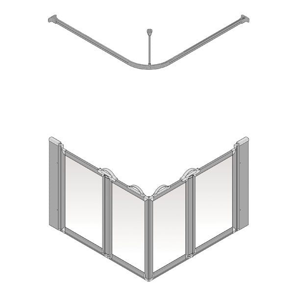 AKW Option EW Half Height Wet Floor Shower Screen Silverdale - Frosted