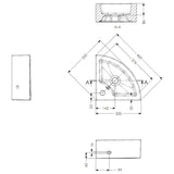 Technical dimension drawing of a wall-mounted sink basin with front and side views, including measurements and an A-A cross-section detail.