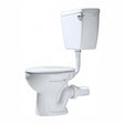 A white ceramic two-piece toilet set with a closed lid and seat, shown against a plain white background.