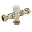 A mixing valve on a white background