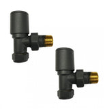 Pair of anthracite grey radiator valves