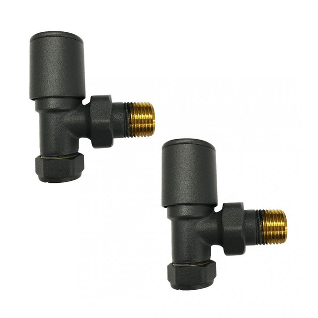 Pair of anthracite grey radiator valves