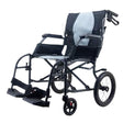 Black wheelchair with light grey seat and back