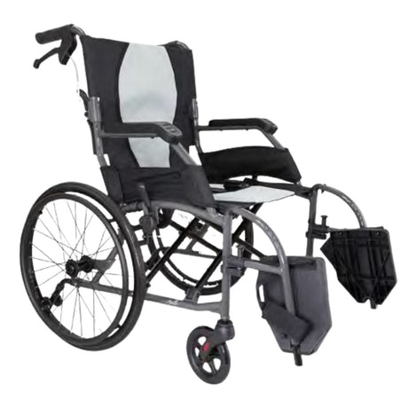 Black wheelchair with grey effect seat and back