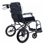 Back view of wheelchair on white background