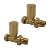 Kartell Modern Straight Radiator Valves, 15mm (Pair) - Brass