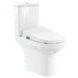 A modern white ceramic bidet toilet with a closed seat and a small control panel on the side, shown against a plain white background.