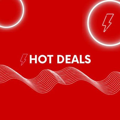 'HOT DEALS' text and lightning bolt icons.
