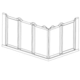 A line drawing schematic of a shower screen, showing panels and posts on a plain white background.