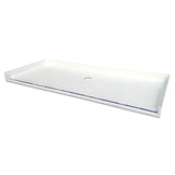 A rectangular shower tray on a white background