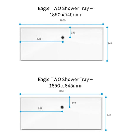 Dimensions for the Eagle Two shower tray