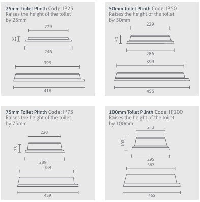 Dimensions for all 4 sizes