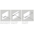 Bridging kit showing 3 installation options, including dog-leg, alcove and outer window.