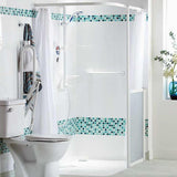 Shower scene with shower curtain