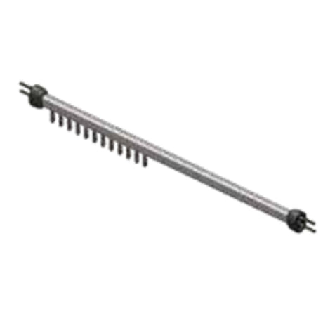 Straight shower rail and hooks on a white background
