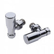 Chrome radiator valves on a white background