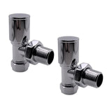 Chrome radiator valves on a white background