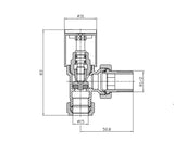 Kartell Modern Angled Radiator Valves, 15mm (Pair) - Chrome