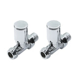 Two chrome plumbing valves on a white background