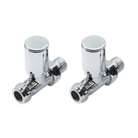Two chrome plumbing valves on a white background