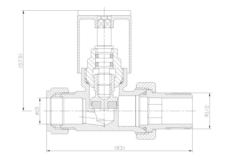 Technical drawing of a mechanical component with dimensions