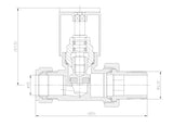 Technical drawing of a mechanical component with dimensions
