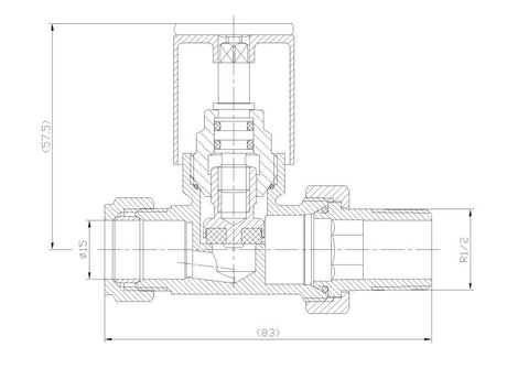 Technical drawing of a mechanical component with dimensions