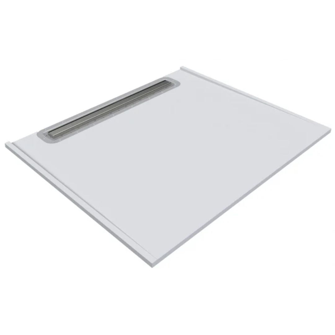 Close up of linear wetroom former on white background