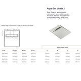 Dimensions chart for the Linear 2 Aqua Dec