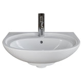 A white ceramic bathroom sink with a modern chrome faucet, shown against a plain white background.