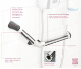 Detailed diagram of a grab rail with text explaining features on a white background