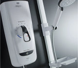 Close-up of Mira Advance Flex Extra thermostatic control dial with tactile markings and temperature settings