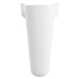A white ceramic pedestal sink with a flared rectangular backplate, shown from a front-facing perspective against a solid white background.