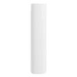 A tall, slender white cylindrical pedestal with a glossy finish, centered on a solid white background.